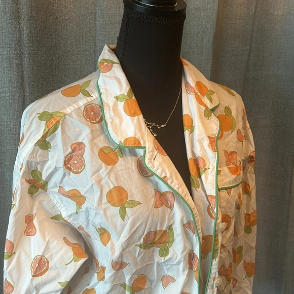 J. Crew White Orange Print Sleep Top - Picture 2 of 5